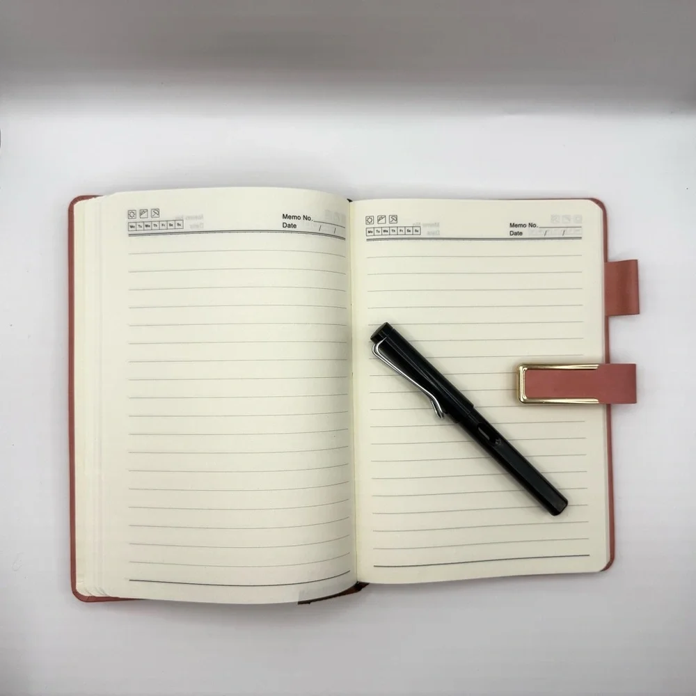 Vintage A5 Leather Notebook Pink Soft Cover & Bookmark